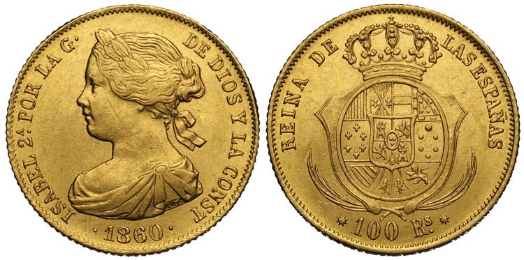 Spain, Isabel II, 100 Reales 1860, ... 