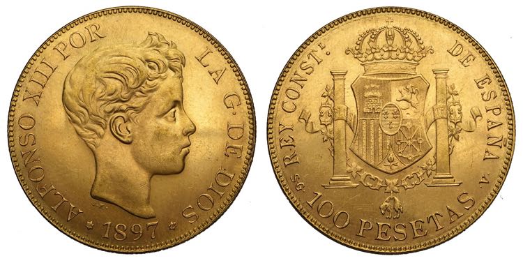 Spain, Alfonso XIII, 100 Pesetas ... 