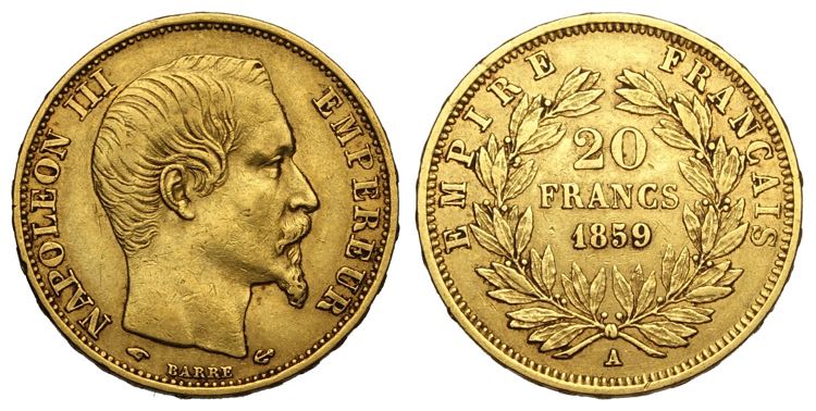 France, Napoleon III, 20 Francs ... 