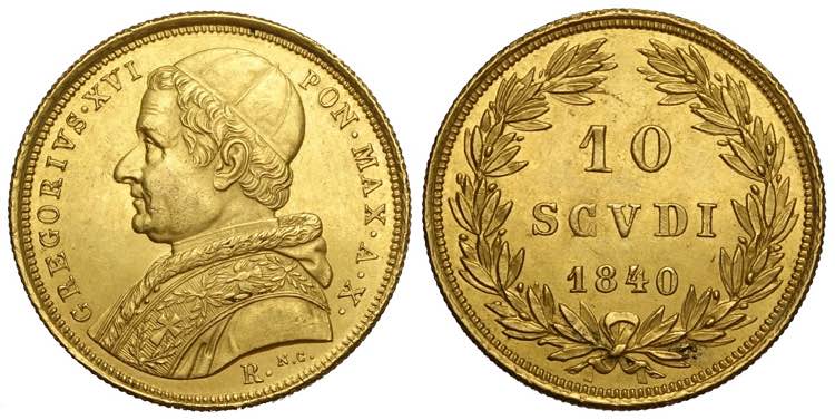 Roma, Gregorio XVI, 10 Scudi ... 