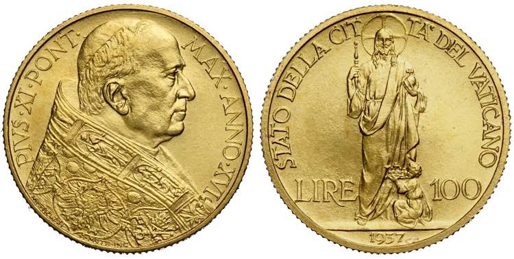 Roma, Pio XI, 100 Lire 1937 anno ... 