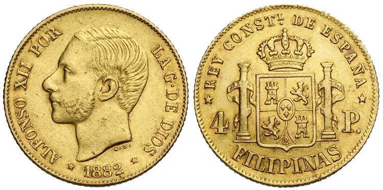Philippines, Alfonso XII, 4 Pesos ... 