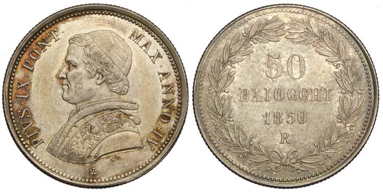 Roma, Pio IX, Mezzo Scudo da 50 ... 