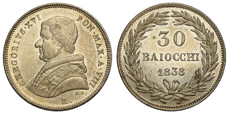 Roma, Gregorio XVI, Testone da 30 ... 