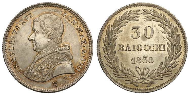 Roma, Gregorio XVI, Testone da 30 ... 