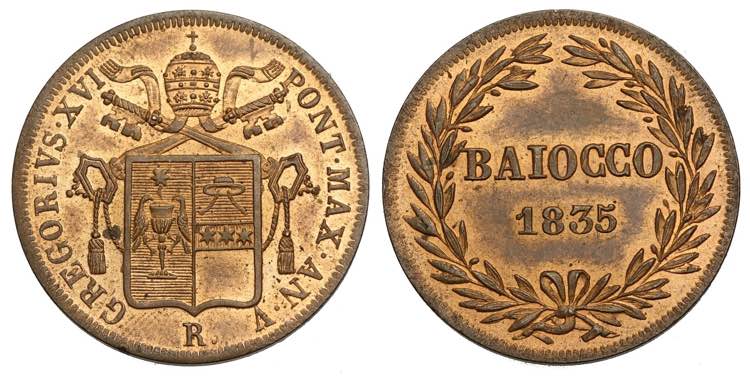 Roma, Gregorio XVI, Baiocco 1835-R ... 