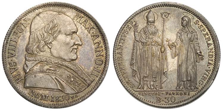 Roma, Pio VIII, Testone da 30 ... 