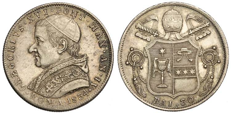 Roma, Gregorio XVI, Testone da 30 ... 