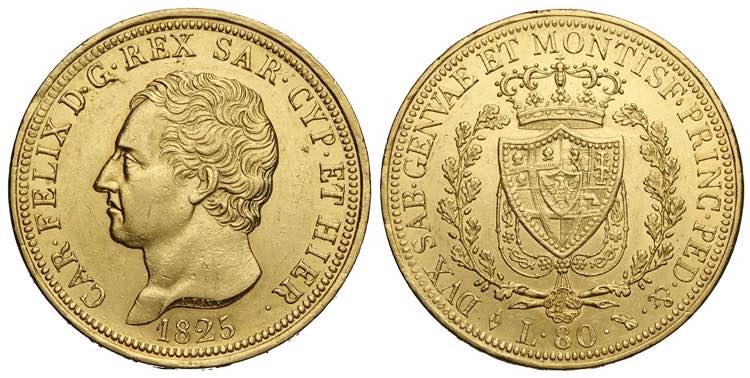 Savoia, Carlo Felice, 80 Lire 1825 ... 
