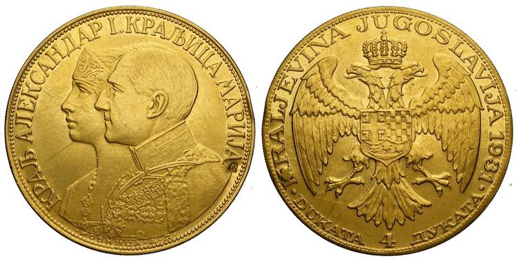 Yugoslavia, Alexander I, 4 Dukata ... 