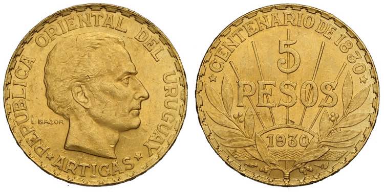 Uruguay, Republic, 5 Pesos 1930, ... 