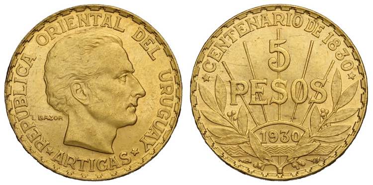 Uruguay, Republic, 5 Pesos 1930, ... 