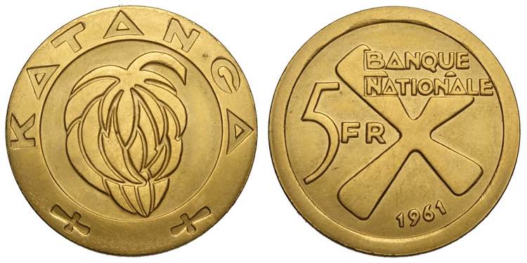 Katanga, Province, 5 Francs 1961, ... 