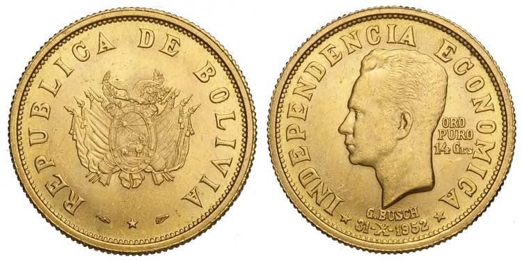 Bolivia, Gold Medal 1952, Au 900 ... 