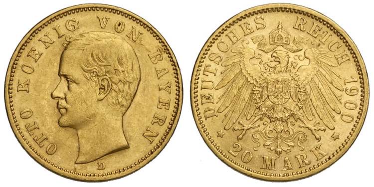 Germany, Bavaria, Otto, 20 Mark ... 