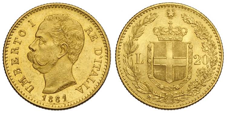 Regno dItalia, Umberto I, 20 Lire ... 