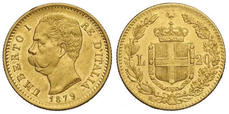 Regno dItalia, Umberto I, 20 Lire ... 