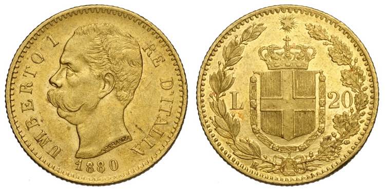 Regno dItalia, Umberto I, 20 Lire ... 