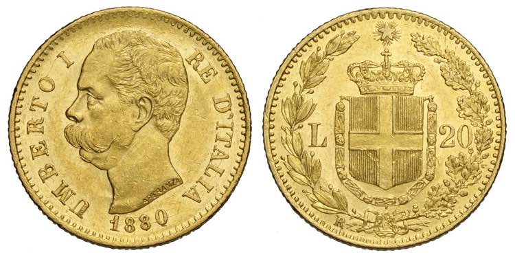 Regno dItalia, Umberto I, 20 Lire ... 