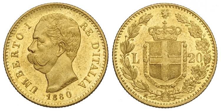 Regno dItalia, Umberto I, 20 Lire ... 