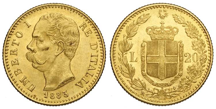 Regno dItalia, Umberto I, 20 Lire ... 