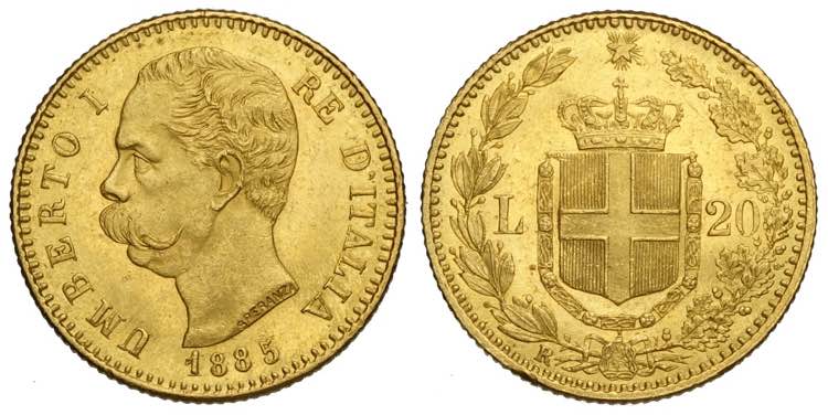 Regno dItalia, Umberto I, 20 Lire ... 