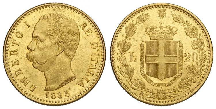 Regno dItalia, Umberto I, 20 Lire ... 