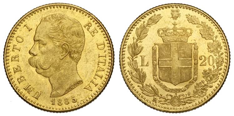 Regno dItalia, Umberto I, 20 Lire ... 