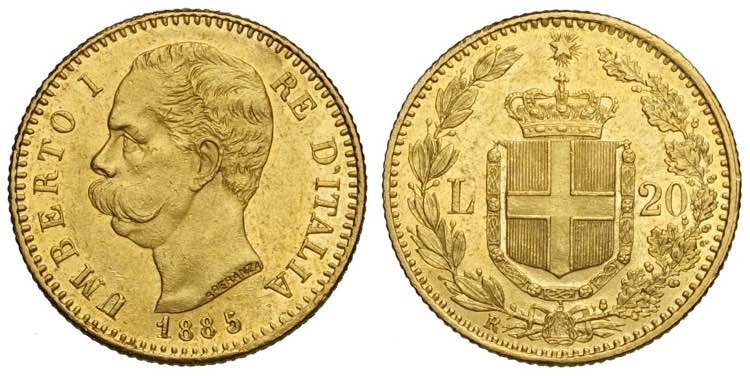 Regno dItalia, Umberto I, 20 Lire ... 