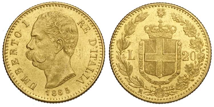 Regno dItalia, Umberto I, 20 Lire ... 