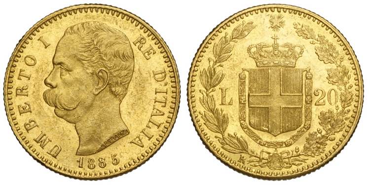 Regno dItalia, Umberto I, 20 Lire ... 