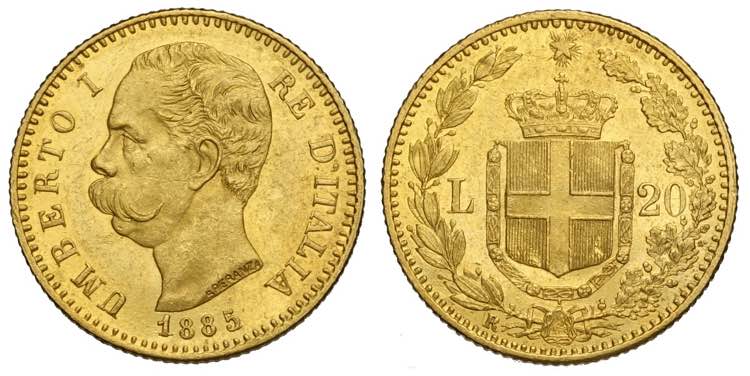 Regno dItalia, Umberto I, 20 Lire ... 