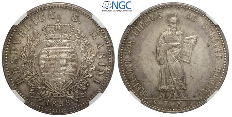 San Marino, Vecchia Monetazione, 5 ... 