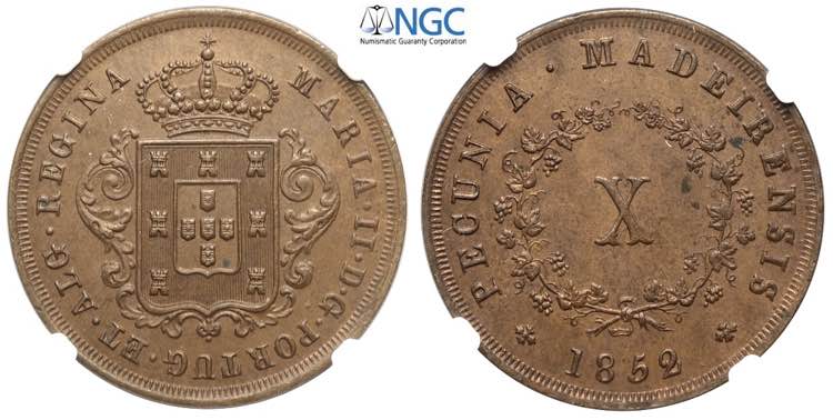 Portugal, Maria II, 10 Reis 1852, ... 