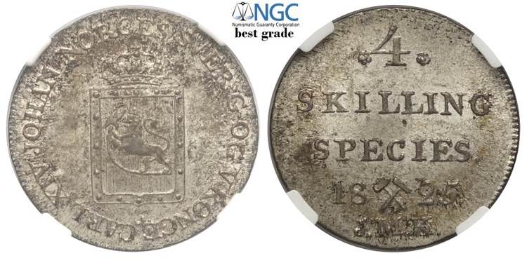 Norway, Carl XIV, 4 Skilling ... 