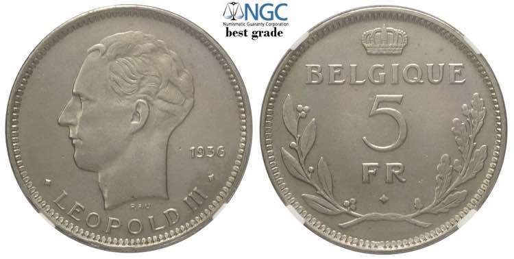 Belgium, Leopold III, 5 Francs ... 