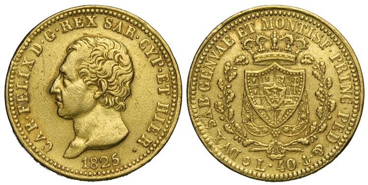 Savoia, Carlo Felice, 40 Lire 1825 ... 