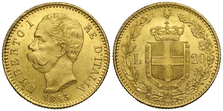 Regno dItalia, Umberto I, 20 Lire ... 