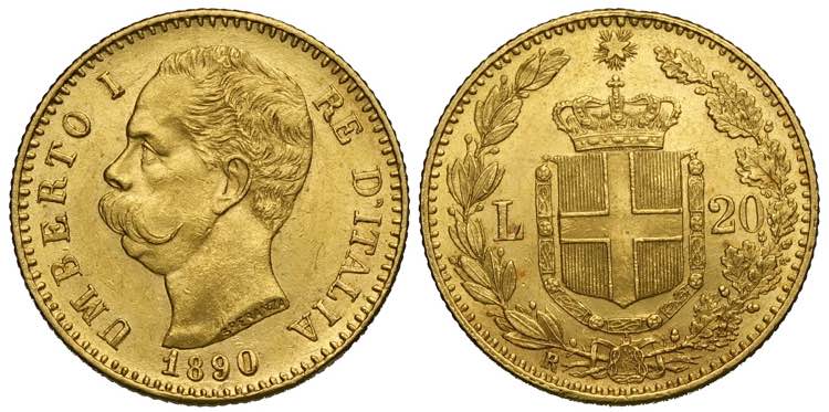Regno dItalia, Umberto I, 20 Lire ... 