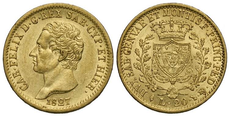 Savoia, Carlo Felice, 20 Lire 1827 ... 