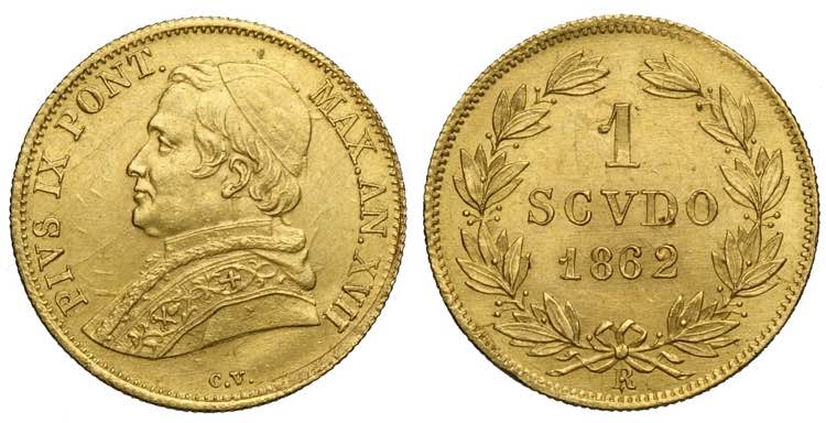 Roma, Pio IX, Scudo doro largo ... 