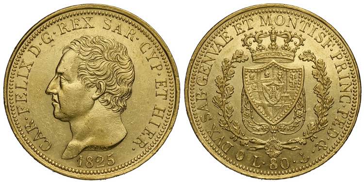 Savoia, Carlo Felice, 80 Lire 1825 ... 