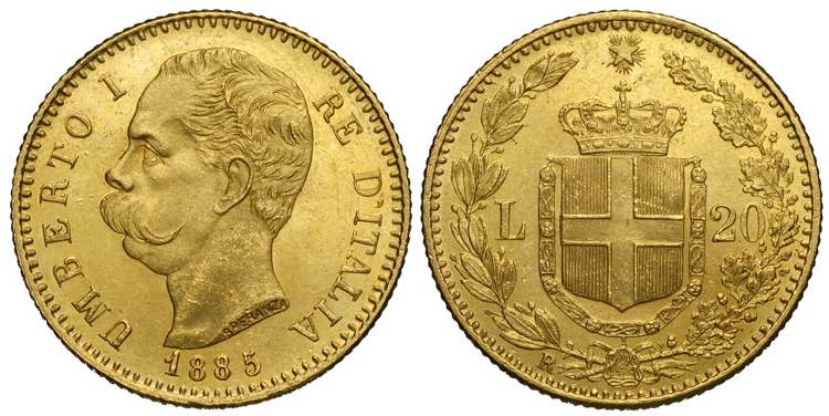 Regno dItalia, Umberto I, 20 Lire ... 