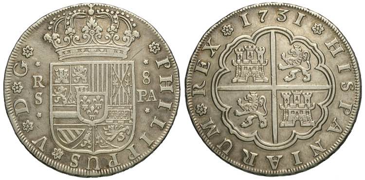 Spain, Philip V, 8 Reales 1731-S ... 