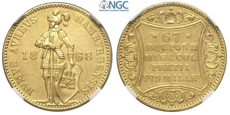 Germany Hamburg, Ducat 1868-B, Au ... 