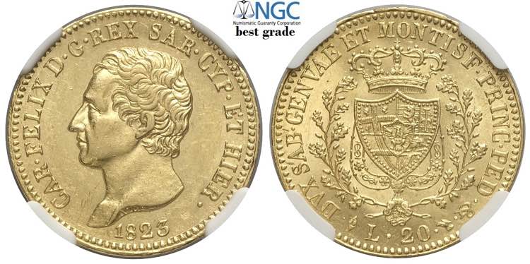 Savoia, Carlo Felice, 20 Lire 1823 ... 