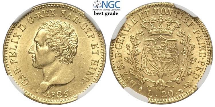 Savoia, Carlo Felice, 20 Lire 1826 ... 