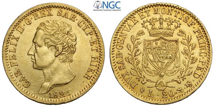 Savoia, Carlo Felice, 20 Lire 1826 ... 