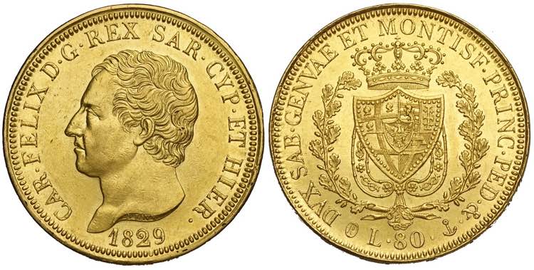 Savoia, Carlo Felice, 80 Lire 1829 ... 