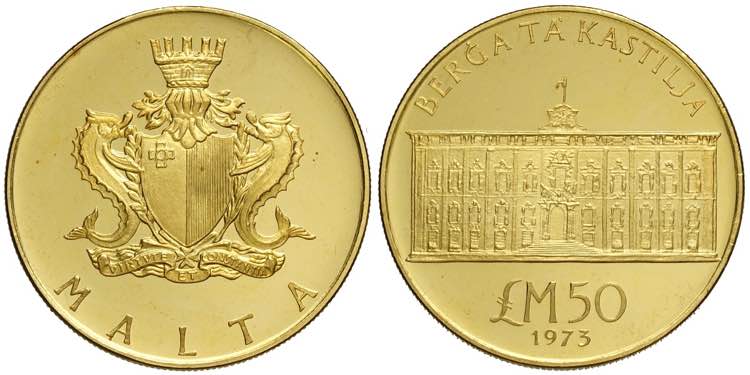 Malta, Republic, 50 Pounds 1973, ... 